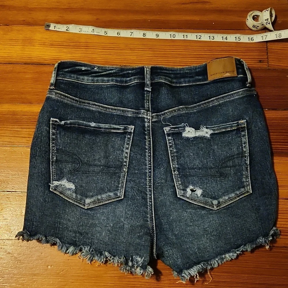 American Eagle Outfitters Ripped Jean Shorts - Dark Blue - Picture 2 of 3